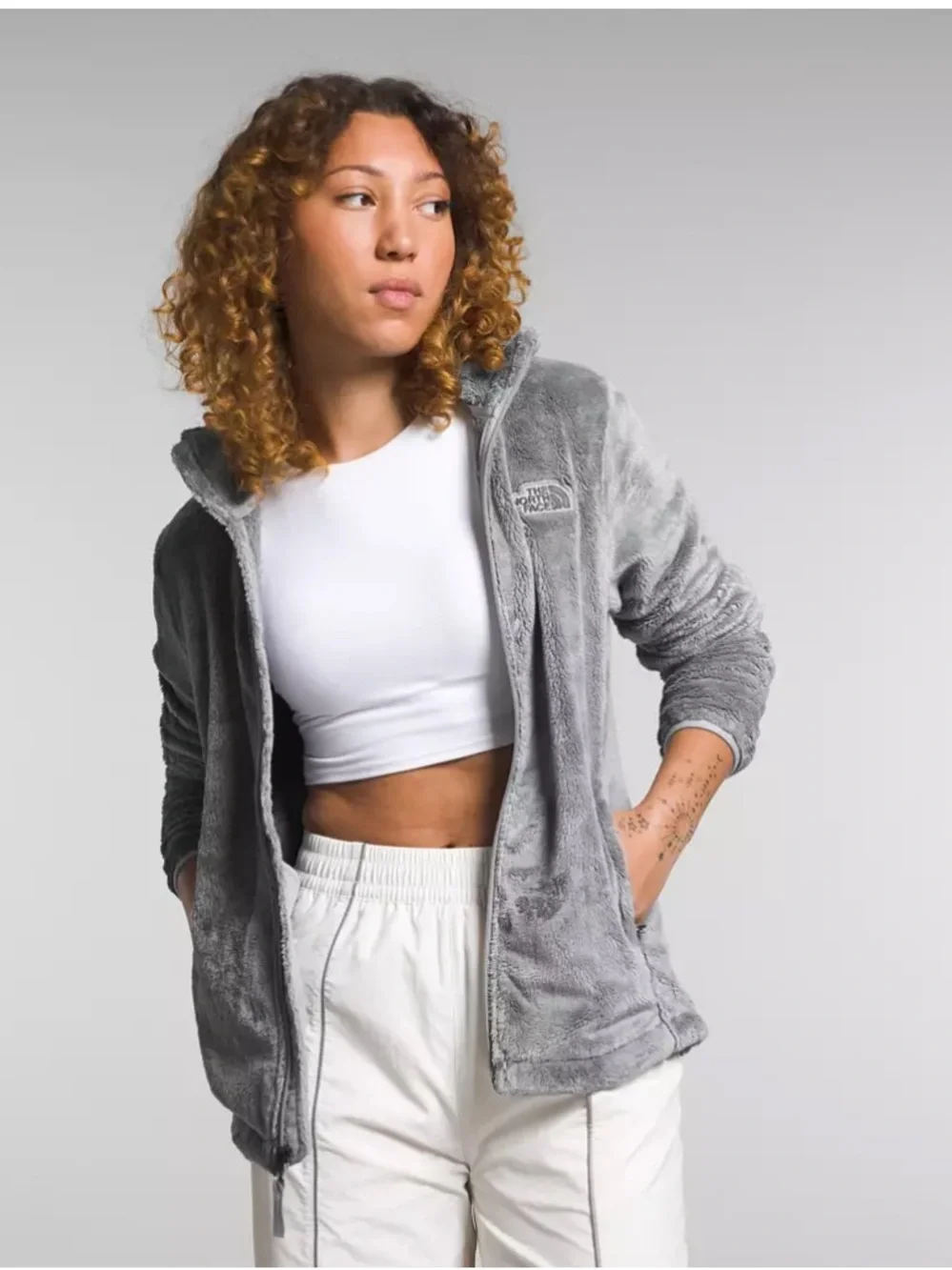The North Face Gray Fuzzy Fleece Zip Jacket - Picture 2 of 4
